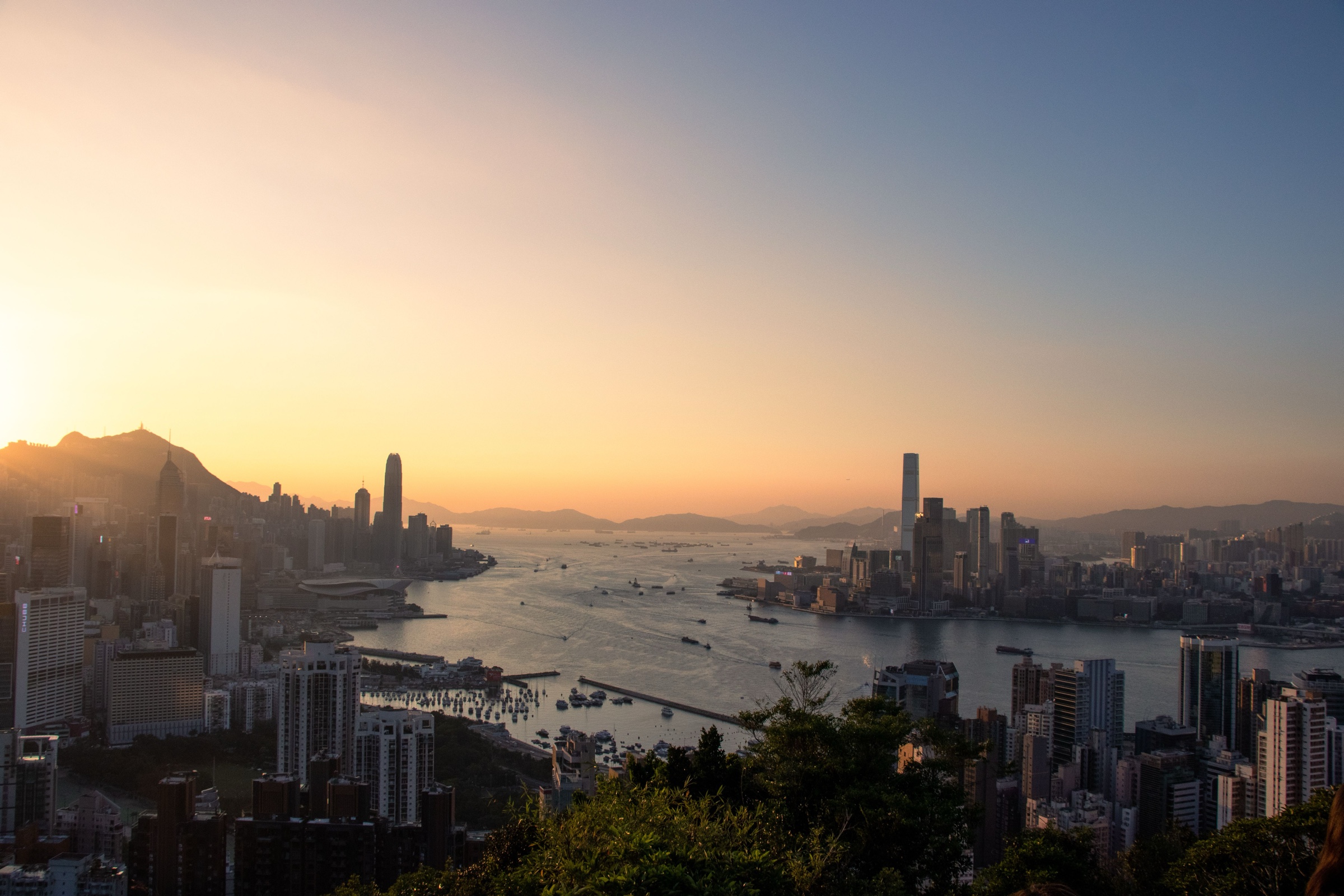 Hong Kong Victoria Harbour at sunset